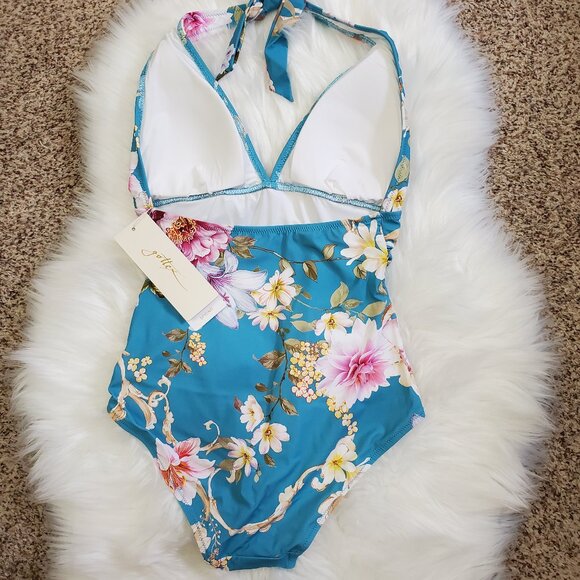 Gottex Turquoise Floral Print One Piece Swimsuit 8 - Picture 5 of 10